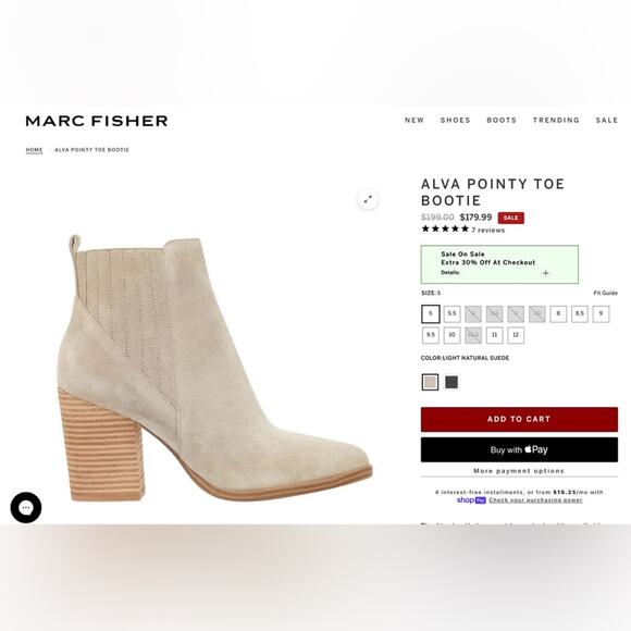 Marc Fisher Alva Pointy Toe Bootie Size 10M - Picture 14 of 14